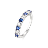Sapphire Blue Eternity  Sterling Silver Ring