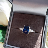 Emerelle - Sapphire Princess Cut Sterling Silver Ring
