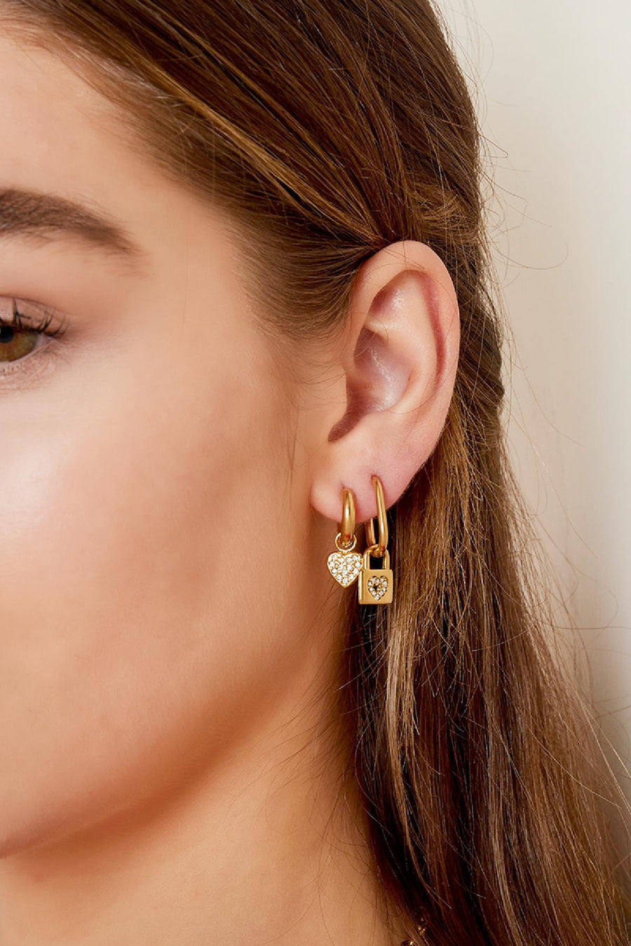 Gold Lock  Earrings