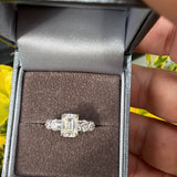 Emerald-Cut Moissanite 3ct  Ring – Sterling Silver