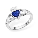 Sterling Silver Sapphire Claddagh Ring - September