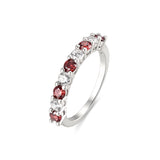Garnet Red Eternity  Sterling Silver Ring