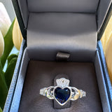 Sterling Silver Sapphire Claddagh Ring - September