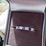 Sapphire Blue Eternity  Sterling Silver Ring