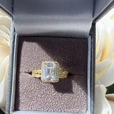 The Vienna Set – Emerald-Cut Halo Ring Duo Sterling Silver Gold Plated