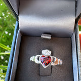 Sterling Silver Garnet Claddagh Ring - January