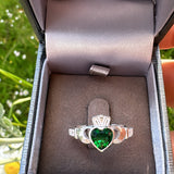 Sterling Silver Emerald Claddagh Ring - May