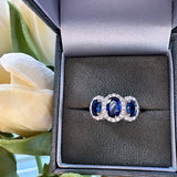 Three Sapphire  Sterling Silver  Ring