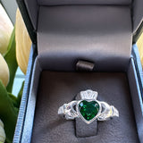 Sterling Silver Emerald Claddagh Ring - May