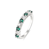 Emerald Green Eternity  Sterling Silver Ring