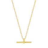 Sterling Silver Gold PlatedT Bar Necklace