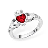 Sterling Silver Ruby  Claddagh  Ring - July