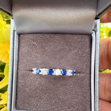 Sapphire Blue Eternity  Sterling Silver Ring