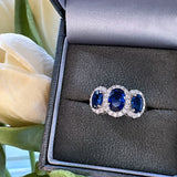 Three Sapphire  Sterling Silver  Ring