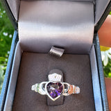 Sterling Silver Alexandrite Claddagh Ring - June