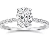 9ct White Gold 3ct. moissanite Ring with encrusted band half way around each side