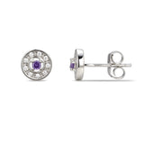 February Birthstone Sterling Silver Earrings