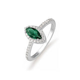 Emerald Green Marquise Sterling Silver Ring