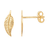 Sterling Silver Gold Plated Leaf Stud Earrings