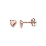 Sterling Silver Rose Gold Plated Heart Stud Earrings