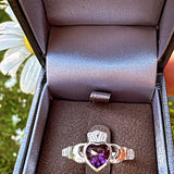 Sterling Silver Amethyst Claddagh Ring - February