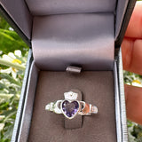 Sterling Silver Alexandrite Claddagh Ring - June