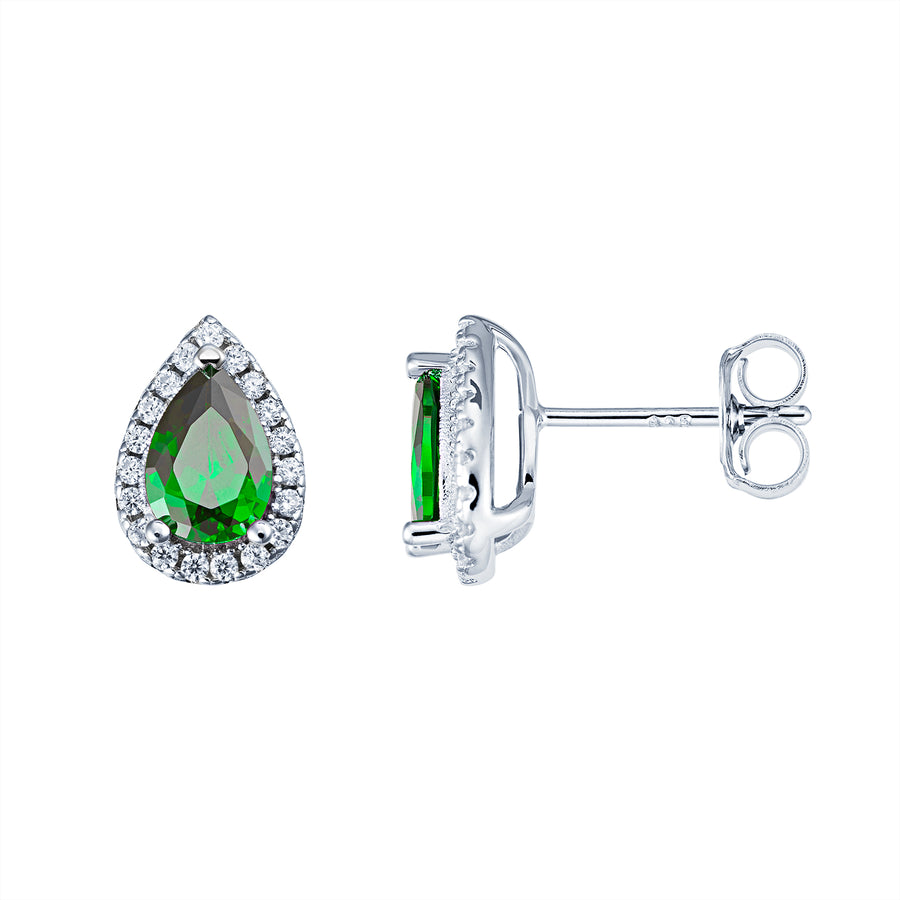 Sterling Silver Emerald  Earrings