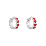 Sterling Silver Red  Heart Earrings