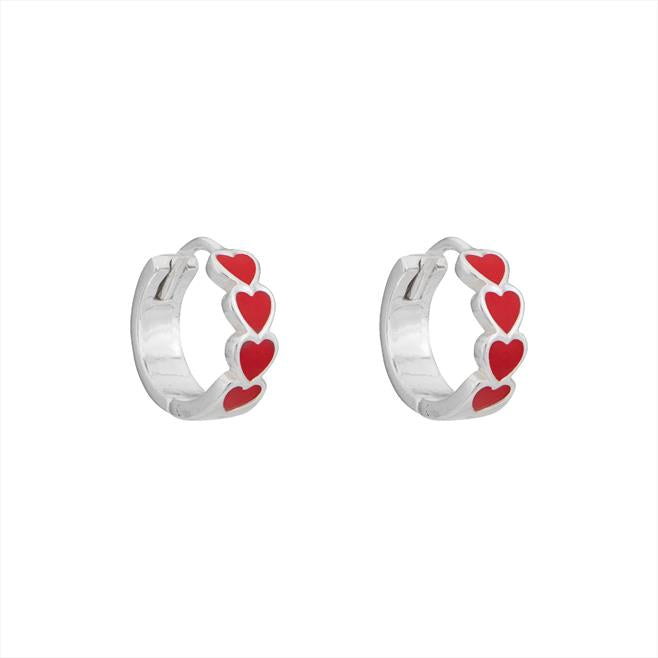 Sterling Silver Red  Heart Earrings