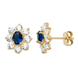 9ct Sapphire Flower Studs- 9ct gold earrings