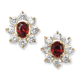 9ct Garnet Flower Studs- 9ct gold earrings