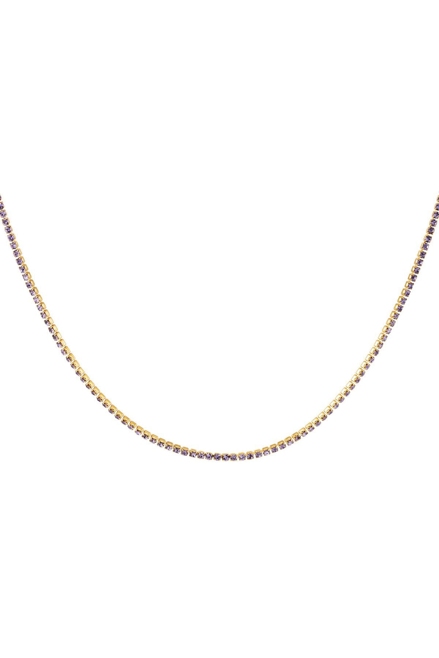 Purple Tenis  Necklace- Gold