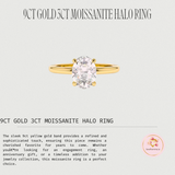 9ct Gold 3ct Moissanite Halo Ring