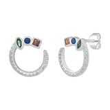 Sterling Silver Multigem Stud Earrings