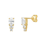 Gold-Plated Sterling Silver Oval Trio Stud Earrings