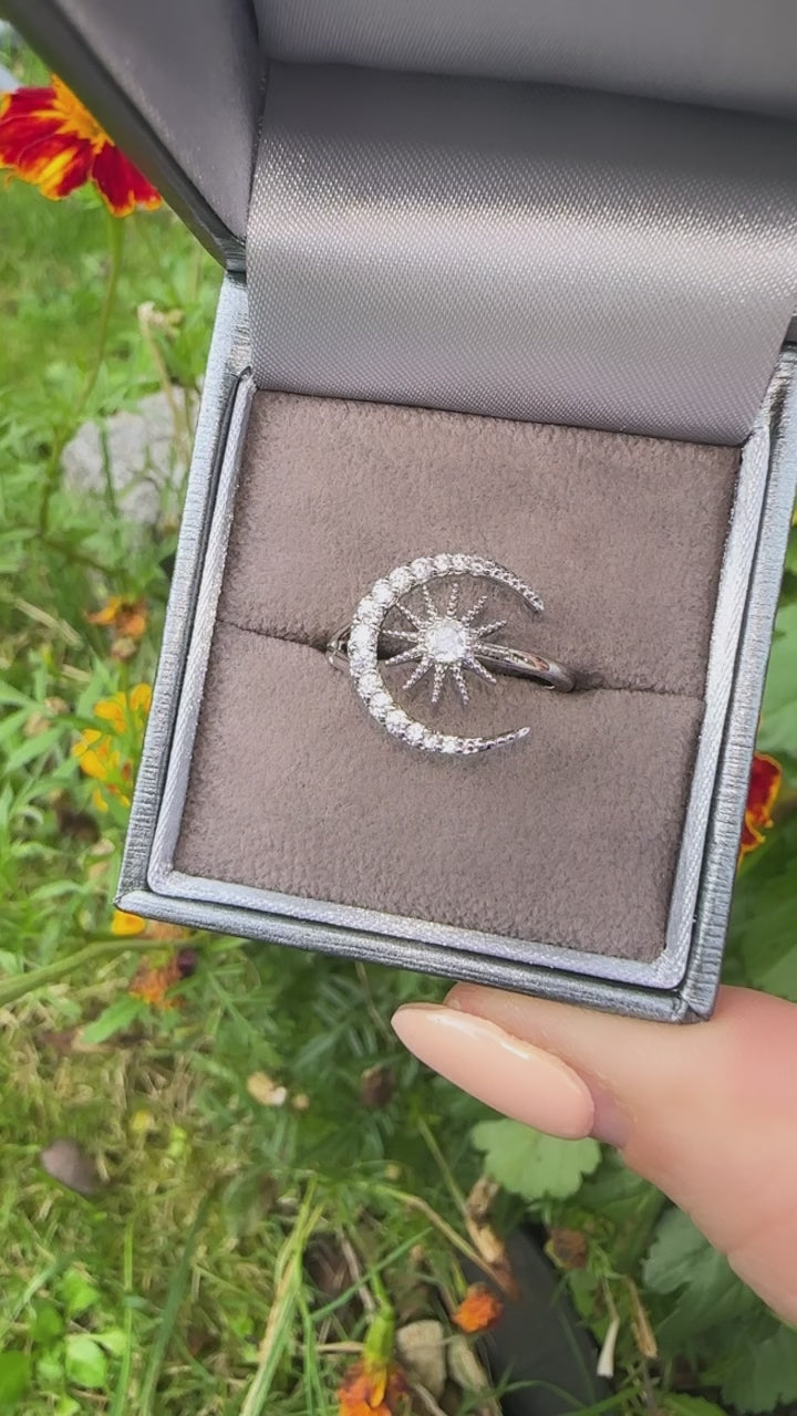 Silver Half Moon  Ring