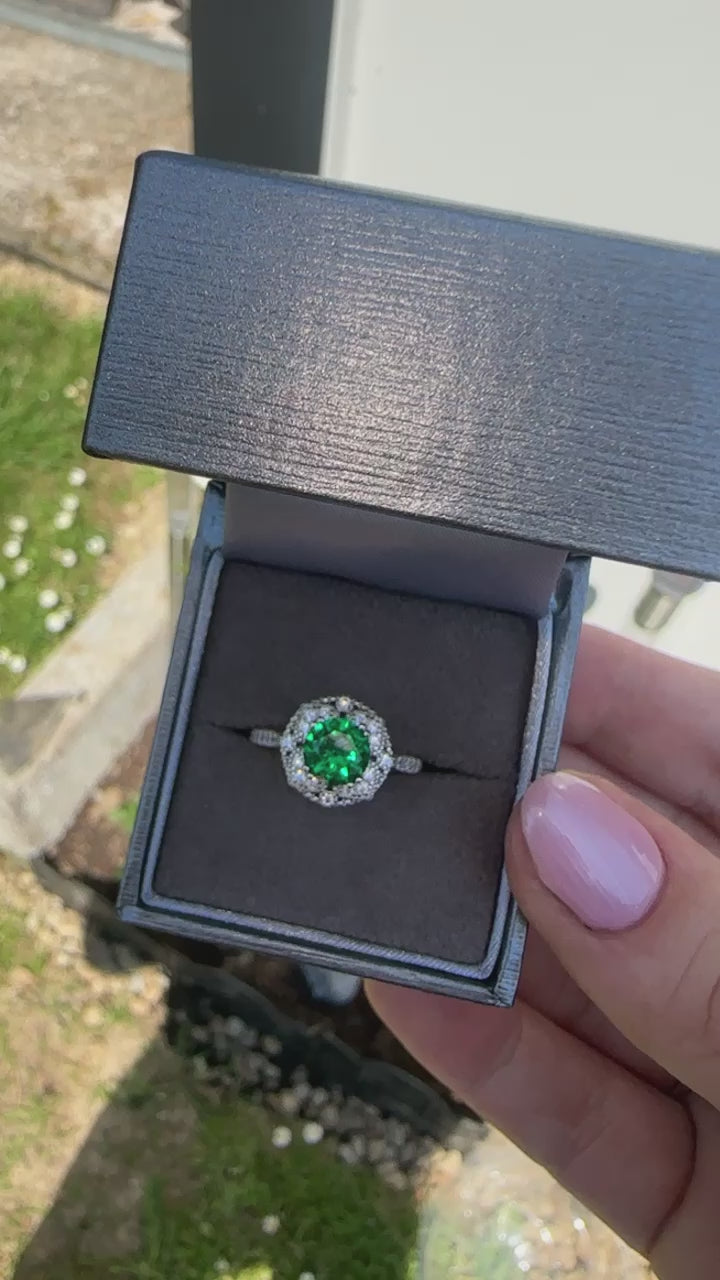 Emerald Sterling Silver  Ring