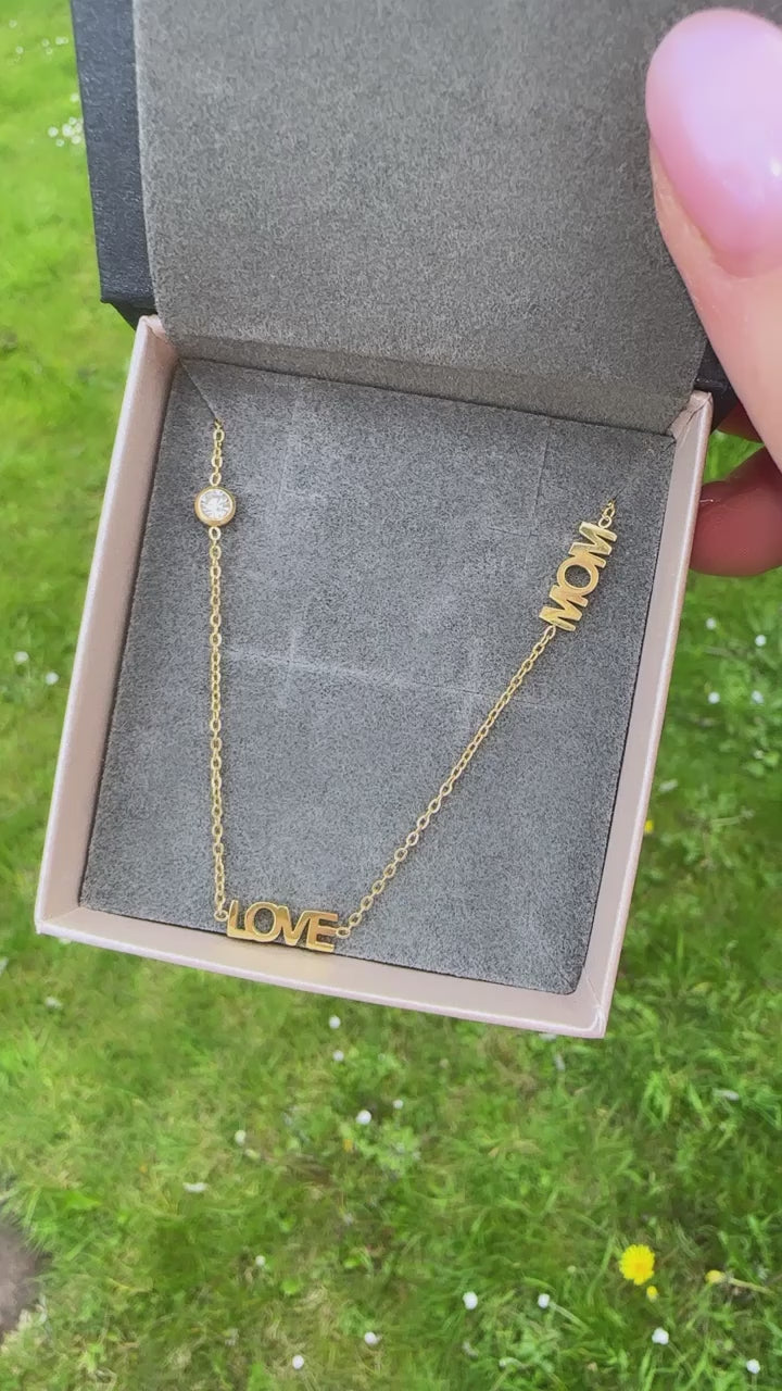 Love - Mom - Necklace- Gold & Silver Available