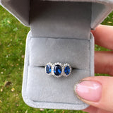 Three Sapphire  Sterling Silver  Ring