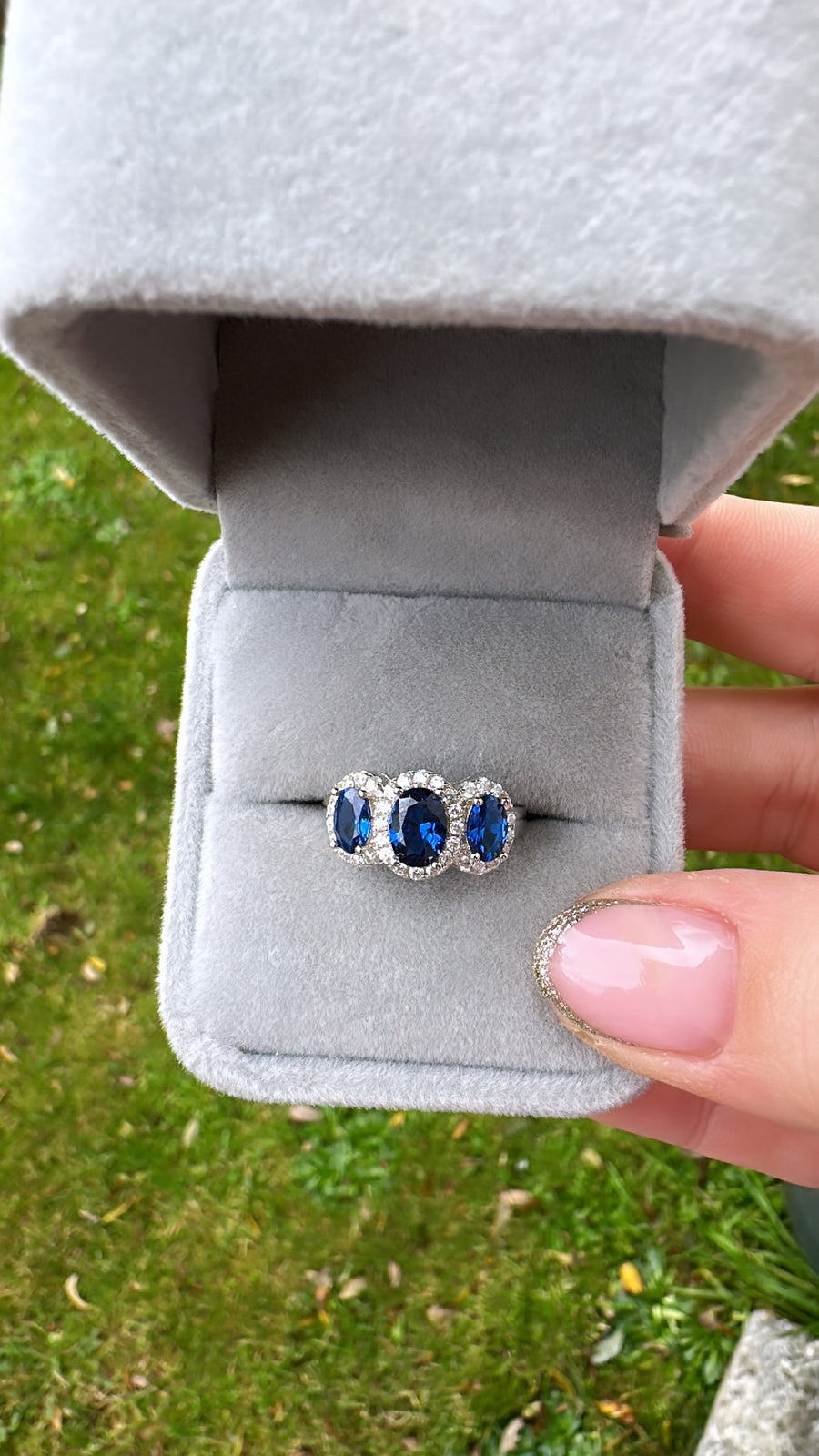 Three Sapphire  Sterling Silver  Ring