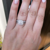 Sterling Silver Square Solitaire Ring Set