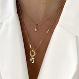 Signet Necklace Initial Opal