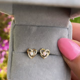 Solid 9ct Gold Opal Heart Earrings (9ct Solid Gold)