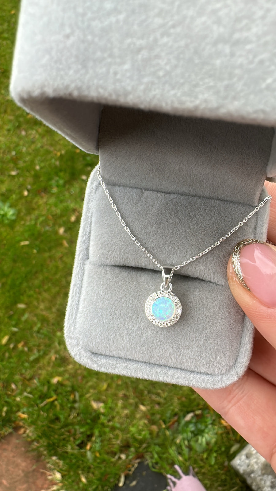 Sterling Silver Opal Pendant and Chain