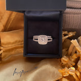 Sterling Silver Square Solitaire Ring Set