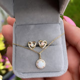 Solid 9ct Gold Opal Heart Earrings (9ct Solid Gold)