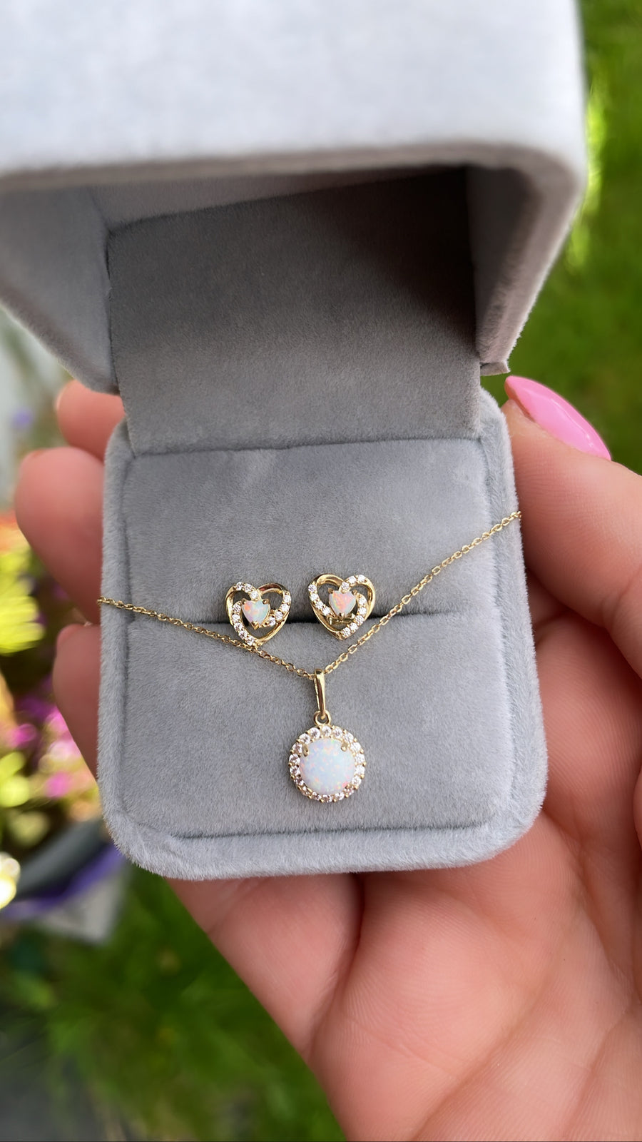 9ct Gold Opal Heart Earrings (9ct Solid Gold)