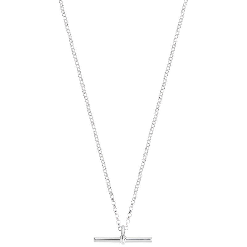 Sterling Silver T Bar Necklace