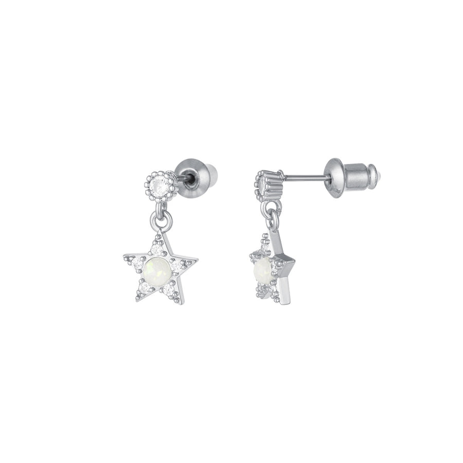 Star Drop  Earrings - Silver