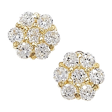 9ct Gold Flower Earrings (9ct Solid Gold)